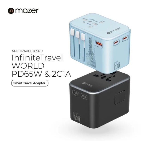  Củ sạc Mazer InfiniteTravel 165PD | GaN PD65W World Travel Charger
