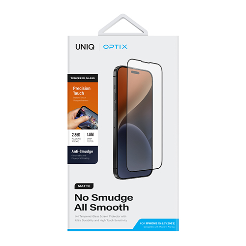 Kính Cường Lực UNIQ OPTIX Matte Clear For iPhone 15 Pro Max