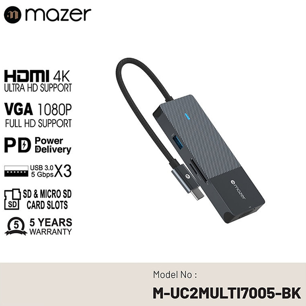 Cổng Chuyển Đổi Mazer Multimedia Pro Hub 8-in-1 USB-C