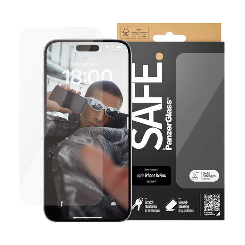 Kính Cường Lực Safe By PanzerGlass Clear Cho Iphone 15 Plus (Full)