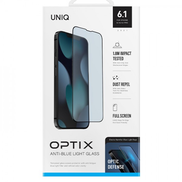 Kính Cường Lực UNIQ OPTIX Anti-Blue Light For iPhone 13 / 13 Pro/14 (6.1 inch)