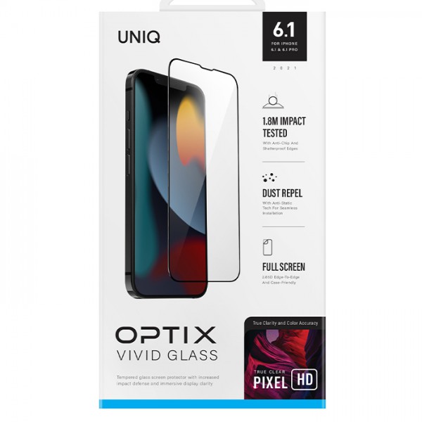 Kính Cường Lực UNIQ OPTIX Vivid Clear For iPhone 13 / 13 Pro/ 14 (6.1 inch)