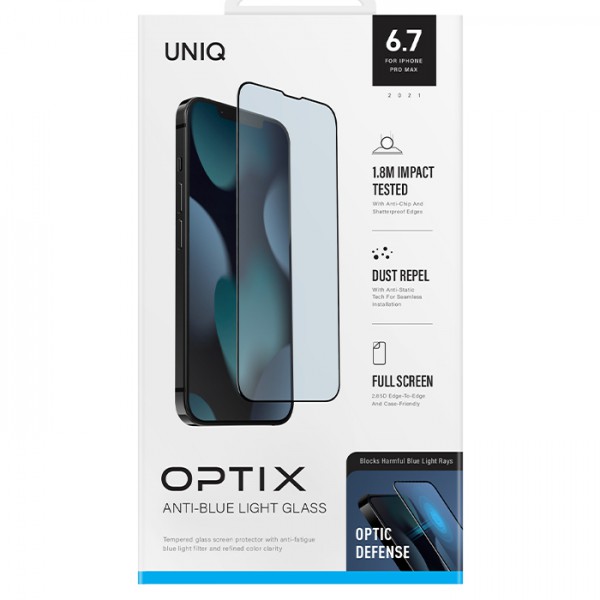 Kính Cường Lực UNIQ OPTIX Anti-Blue Light For iPhone 13 Pro Max (6.7 inch)