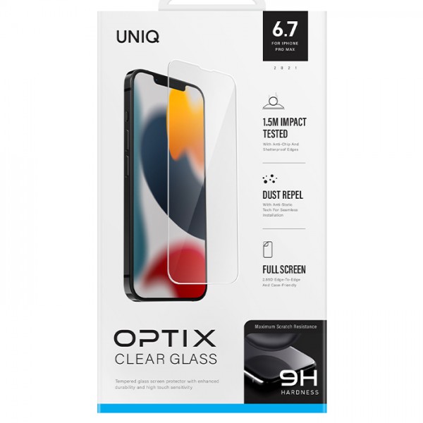 Kính Cường Lực UNIQ OPTIX Clear For iPhone 13 Pro Max/ 14 Plus (6.7inch)